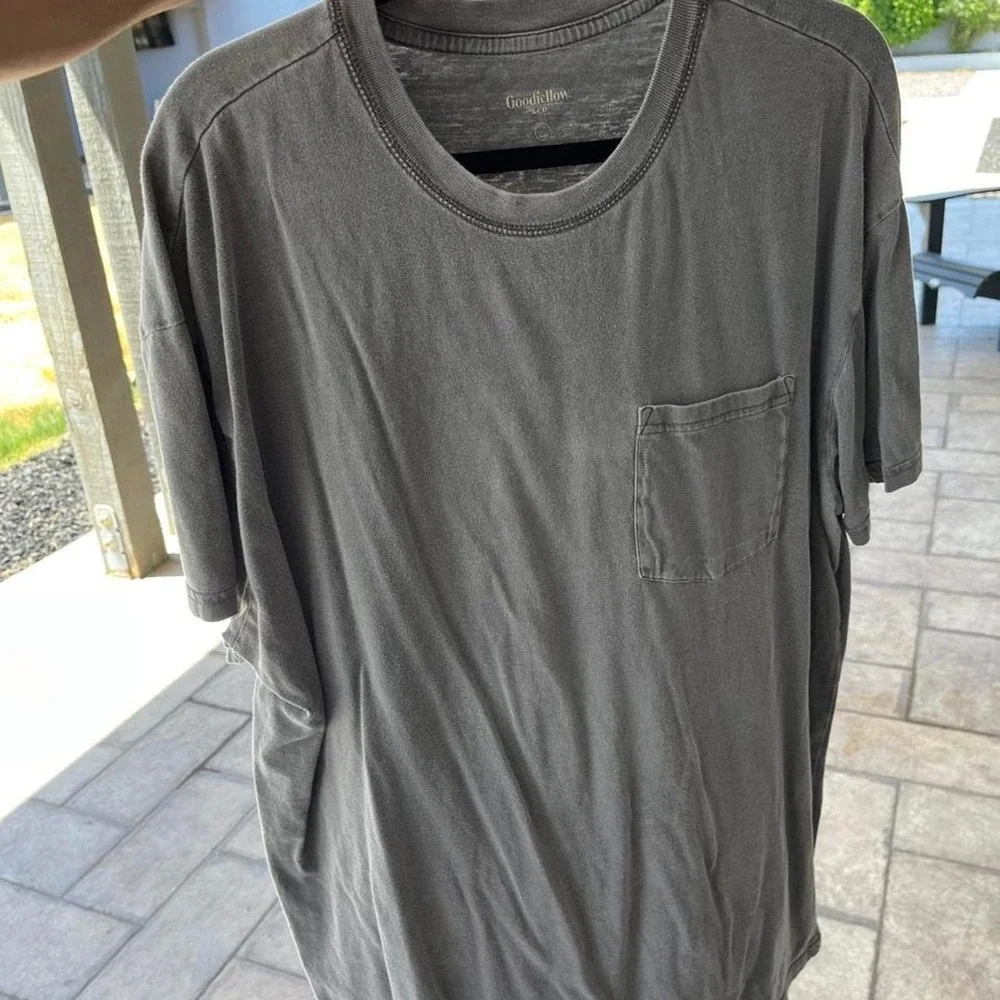 Goodfellow & Co Grey Pocket Tee Vintage Distressed Mens Sz XL